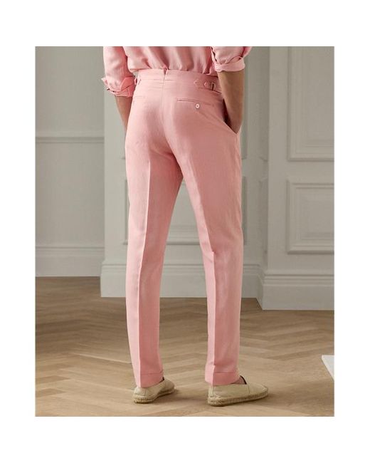 Pantalón Gregory de seda y lino Ralph Lauren Purple Label de hombre de color Pink