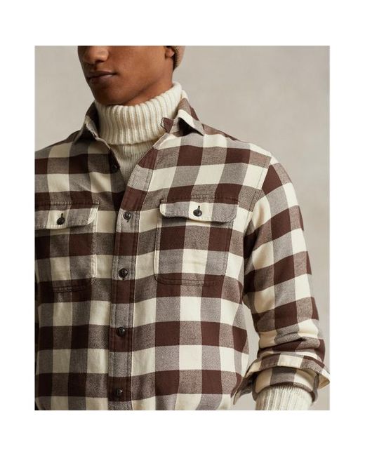 Polo Ralph Lauren Brown Classic Fit Checked Twill Workshirt for men