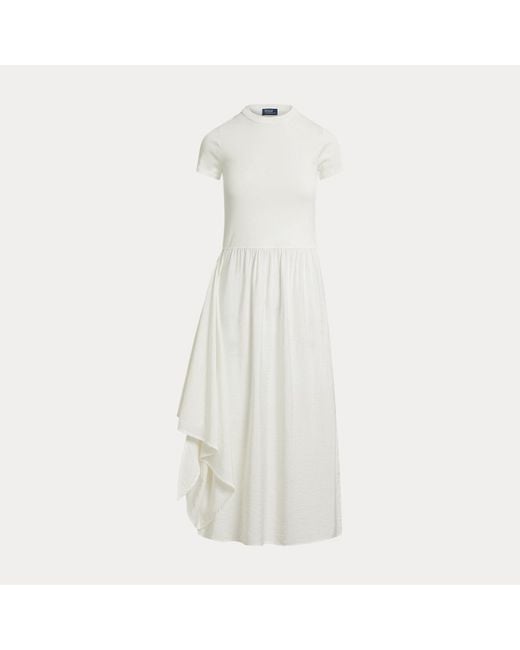 Polo Ralph Lauren White Faux-Wrap Tee Dress