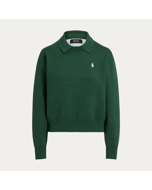 Ralph Lauren Green Polo-Collar Logo Pullover