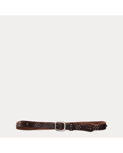 RRL Brown Studded Leather Belt for men