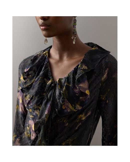 Tuta Carol in raso devoré a fiori di Ralph Lauren in Black