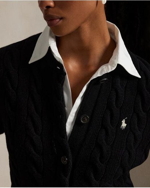 Polo Ralph Lauren Kabelgebreid Wol-Kasjmier Vest in het Black