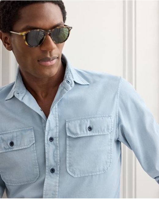 Ralph Lauren Blue Garment-Dyed Twill Shirt for men