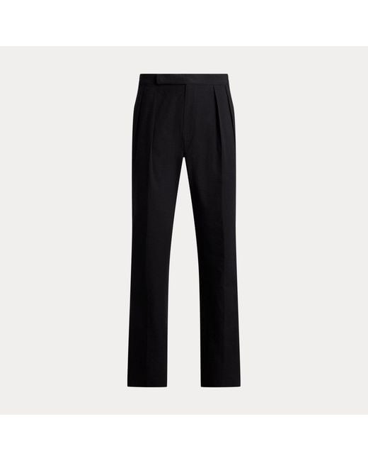 Polo Ralph Lauren Black Pleated Seersucker Tuxedo Trousers for men