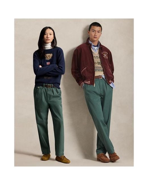 Ralph Lauren Whitman Relaxed Fit Pleated Trouser in Green for Men