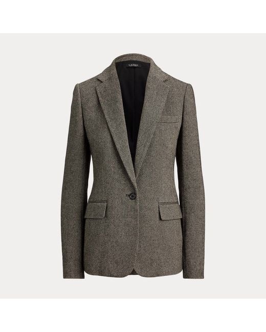 Ralph Lauren Gray Cotton-Blend Herringbone Blazer