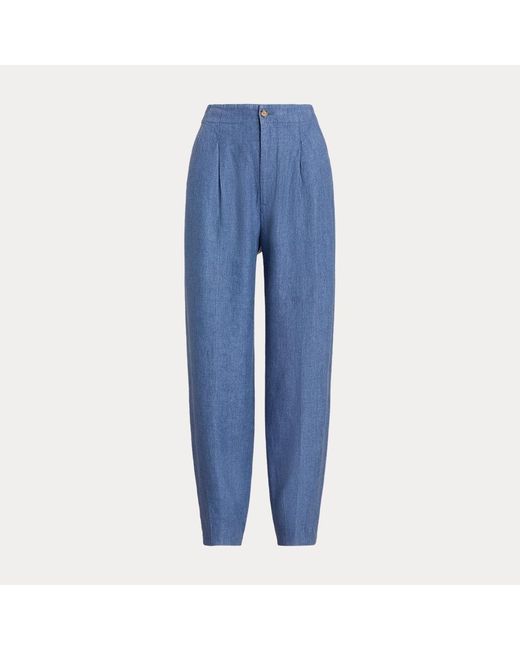 Pantaloni in lino Curved Tapered-Fit di Polo Ralph Lauren in Blue