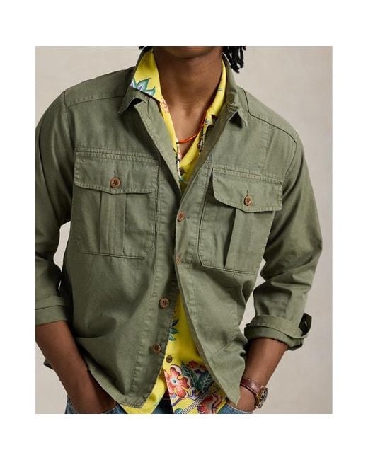 Giacca a camicia in twill di Polo Ralph Lauren in Green da Uomo