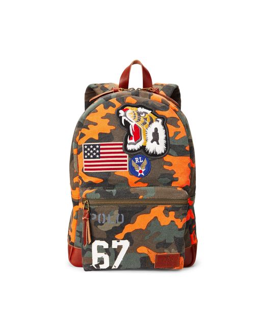 Polo Ralph Lauren Orange Tiger-patch Camo Canvas Backpack for men