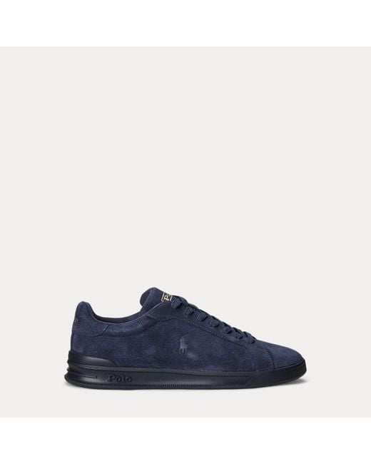 Polo Ralph Lauren Blue Heritage Court Ii Logo-debossed Suede Sneakers for men