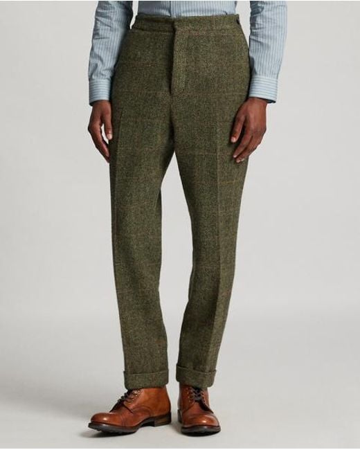 RRL Green Slim Fit Windowpane Wool Suit Trouser for men