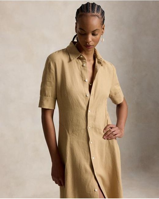 Polo Ralph Lauren Natural Linen Panelled Shirtdress