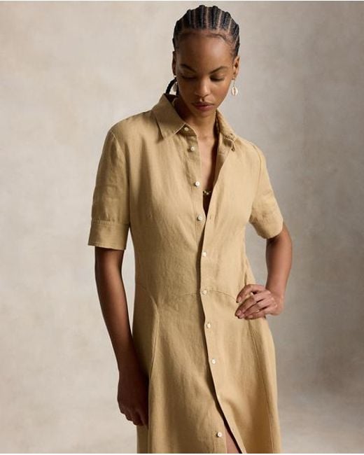 Polo Ralph Lauren Natural Linen Panelled Shirtdress