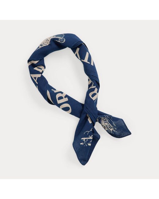 RRL Blue Cotton Graphic Bandanna for men