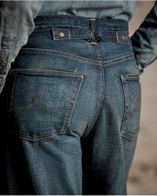 RRL Blue Vintage Wide Fit Distressed Kenley Jean