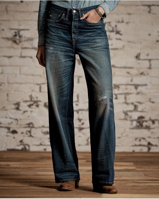 RRL Blue Vintage Wide Fit Distressed Kenley Jean