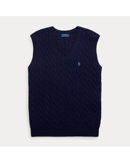 Polo Ralph Lauren Woll-Kaschmir-Pullunder Mit Zopfmuster in Blue für Herren