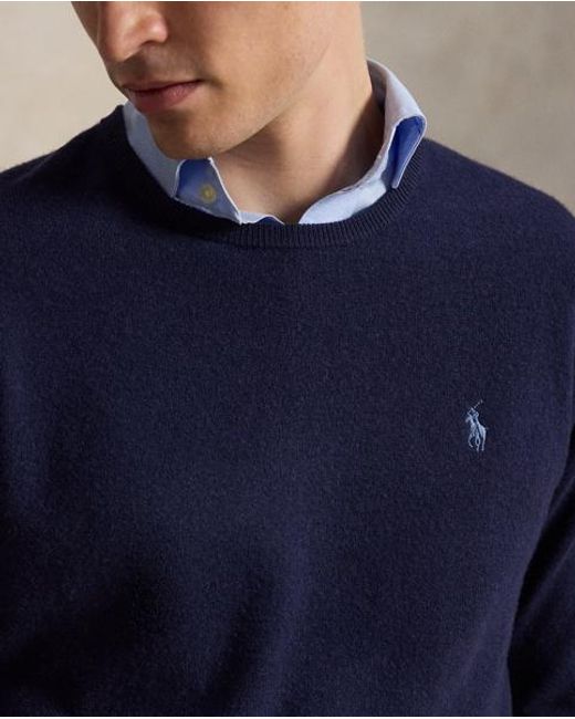 Polo Ralph Lauren Blue Wool Crewneck Jumper for men