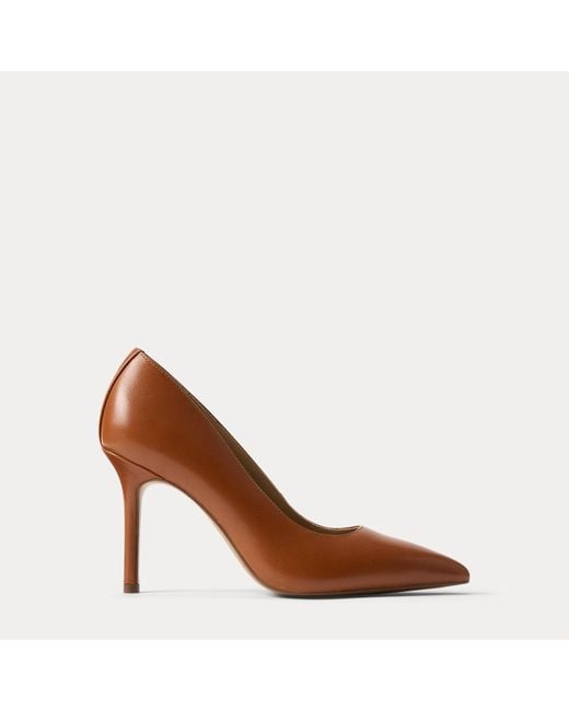 Ralph Lauren Brown Lindella Ii Leather Pump