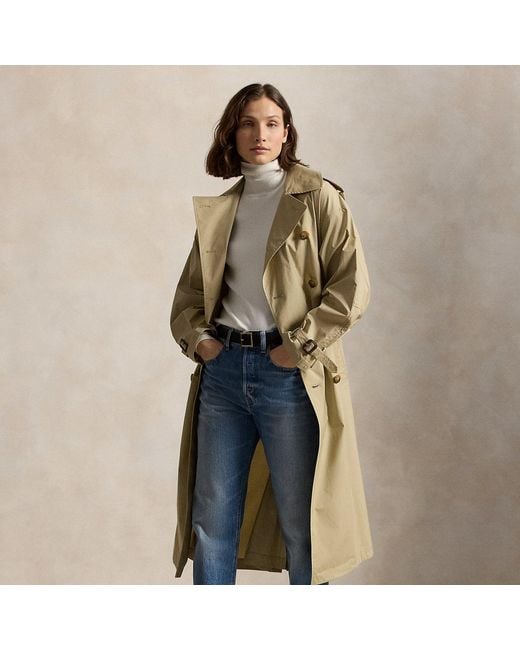 Ralph Lauren Blue Cotton-Blend Trench Coat