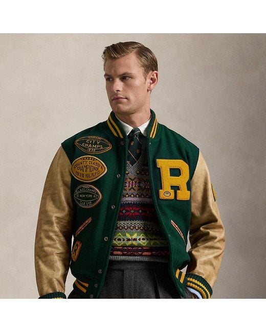 Ralph Lauren The Iconic Letterman Jacket in Green for Men | Lyst