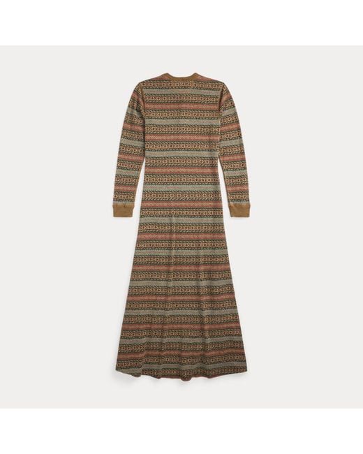 Robe Fair Isle Lin-Coton À Col Tunisien RRL en coloris Natural