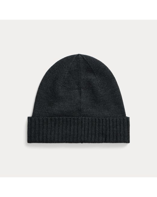 Polo Ralph Lauren Black Signature Pony Wool Beanie for men