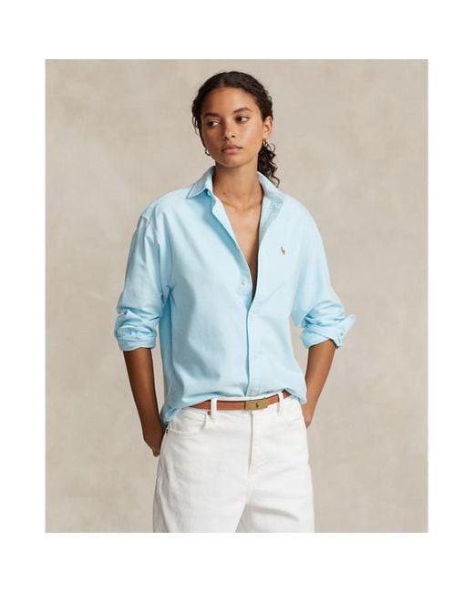 Polo Ralph Lauren Blue Relaxed-Fit Hemd aus Baumwolloxford