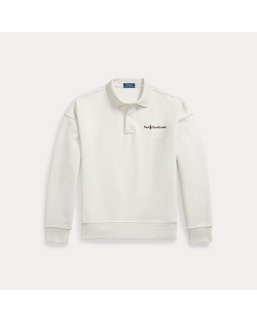 Polo Ralph Lauren White Relaxed Fit Logo Collared Sweatshirt for men