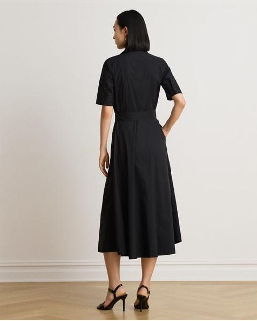 Ralph Lauren Black Belted Stretch-Cotton-Blend Shirtdress