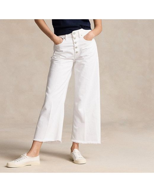 Polo Ralph Lauren High-rise Wide-leg Cropped Jean in het White