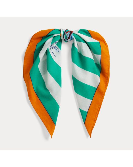 Polo Ralph Lauren Green Polo Bear Striped Cotton Bandanna for men