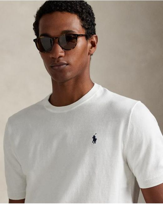 Polo Ralph Lauren White Cotton Crewneck Short-Sleeve Jumper for men