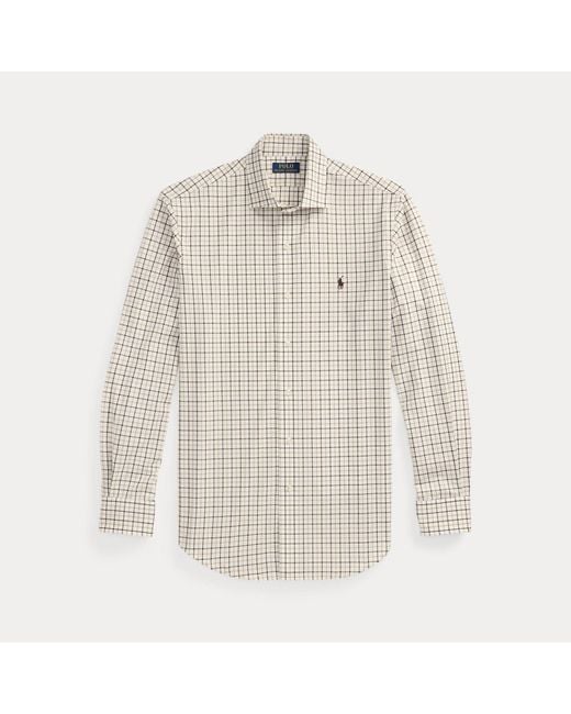 Polo Ralph Lauren Custom Fit Geruit Stretchpoplin Overhemd in het Gray voor heren