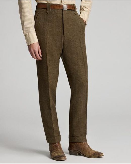 Ralph Lauren Gray Slim Fit Linen-Wool Western Trousers for men