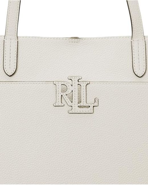 Ralph Lauren White Große Tragetasche Cameryn Aus Leder