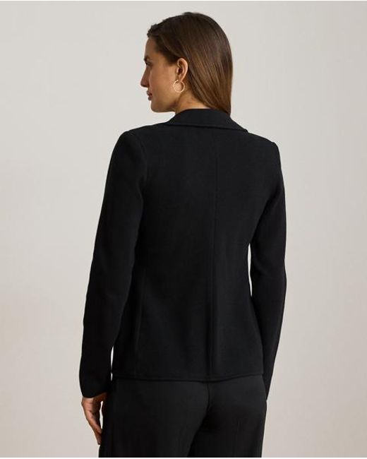 Ralph Lauren Black Double-Breasted Stretch Piqué Blazer