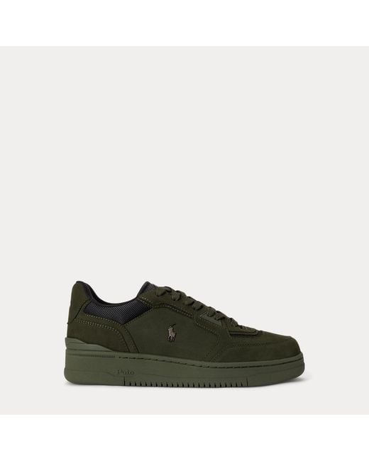 Polo Ralph Lauren Green Open Masters Nubuck-Panelled Trainer for men