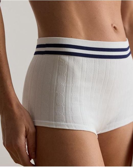 Ralph Lauren White Cricket Cable-Knit High-Rise Girl Short