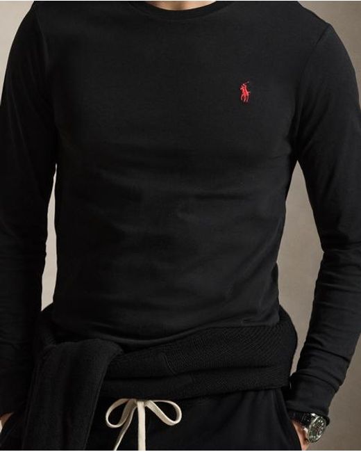 Polo Ralph Lauren Black Custom Slim Jersey Long-Sleeve T-Shirt for men