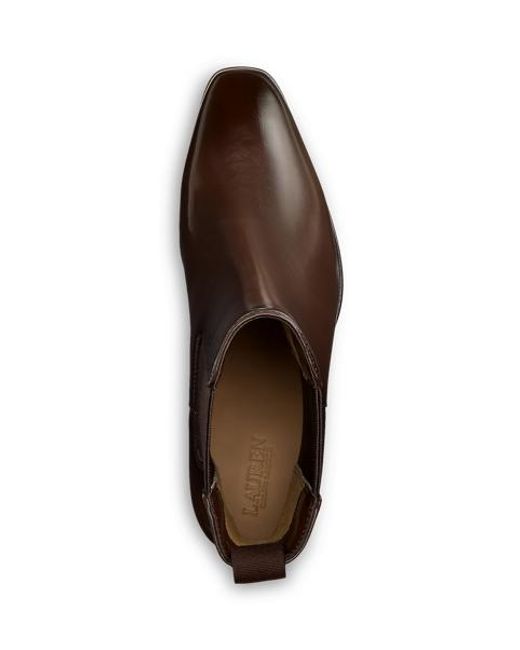 Ralph Lauren Brown Raelynn Glazed Leather Booties