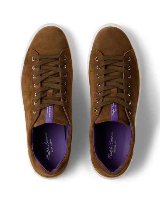 Ralph Lauren Brown Severn Calf-Suede Sneaker for men