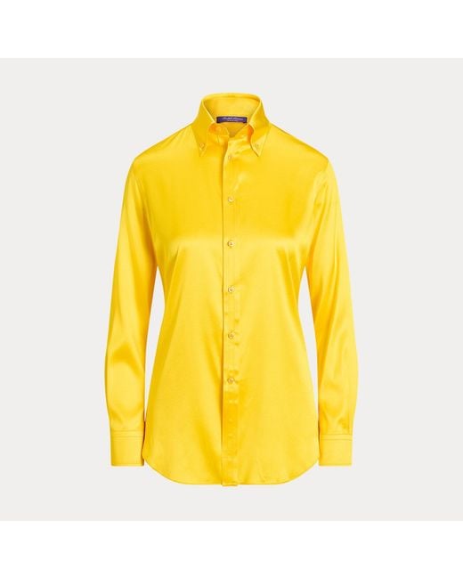 Ralph Lauren Yellow Straight-Fit Hemd Cameron Aus Seide