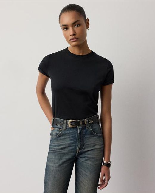 Ralph Lauren Black Hallie Cotton Jersey Tee