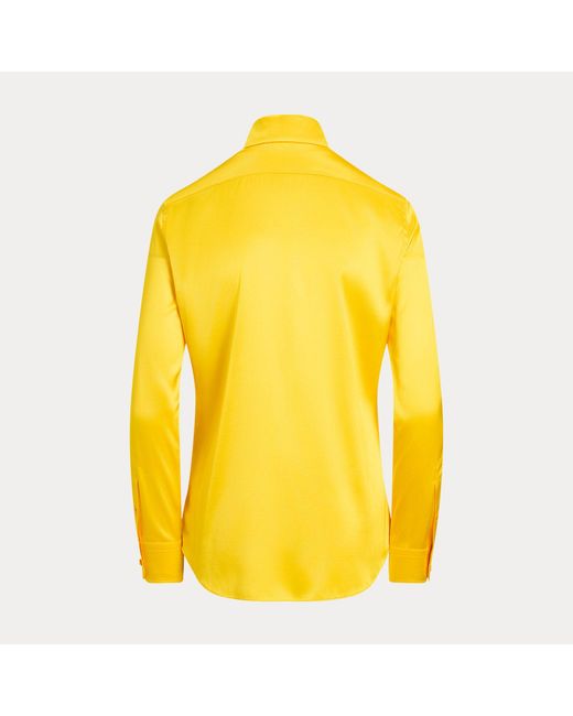 Ralph Lauren Yellow Cameron Straight Fit Silk Shirt