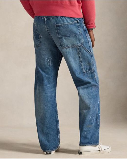 Polo Ralph Lauren Blue Relaxed Fit Distressed Carpenter Jean for men