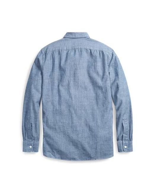RRL Blue Slim Fit Chambray Shirt for men