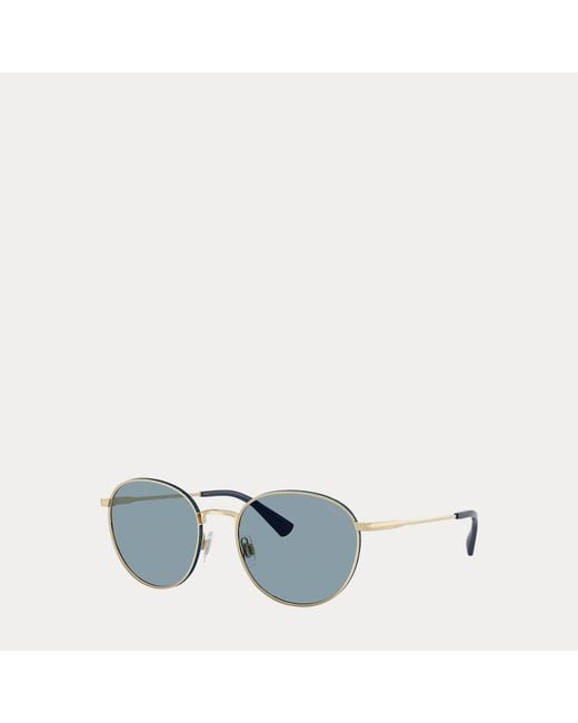 Polo Ralph Lauren Brown Ralph Lauren Denim-Effect Round Metal Sunglasses for men