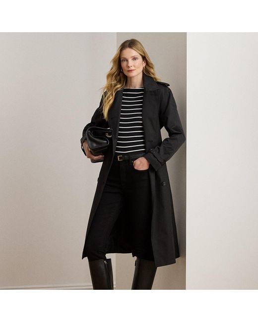 Ralph Lauren Black Double-Breasted Belted Trench Coat